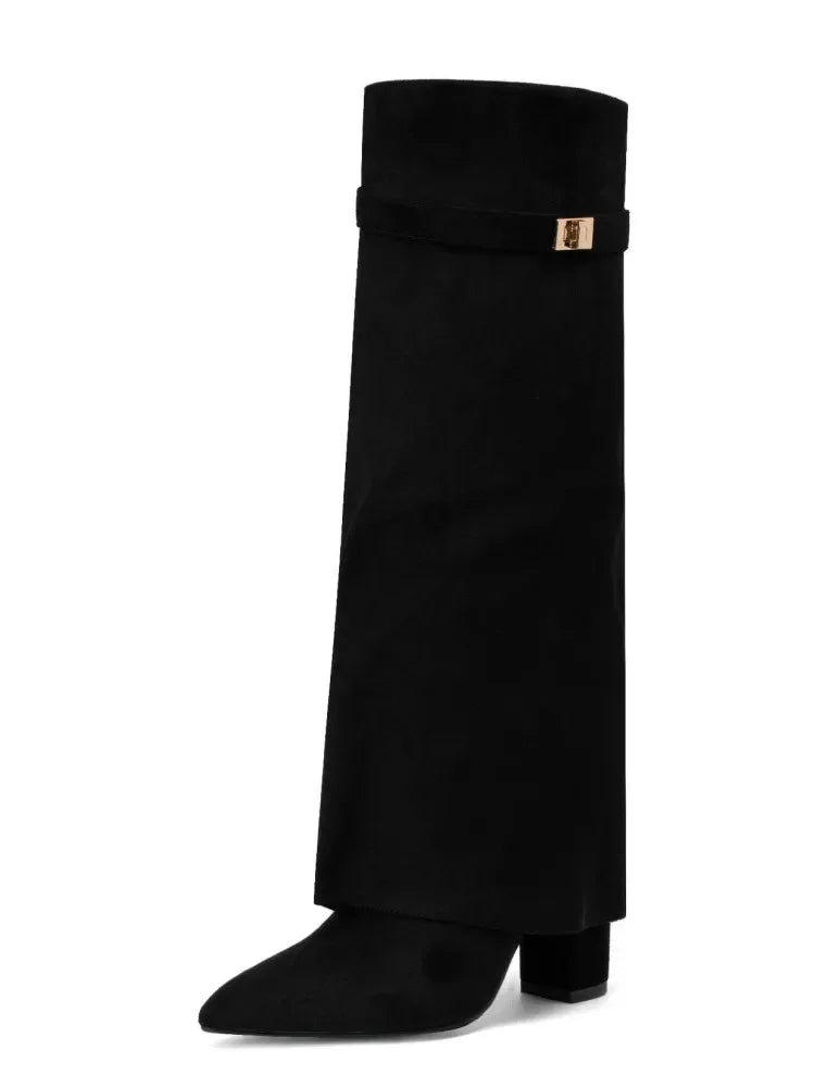 Elegant Metal Buckle Knee-High Boots™