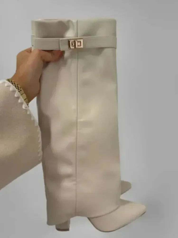 Elegant Metal Buckle Knee-High Boots™