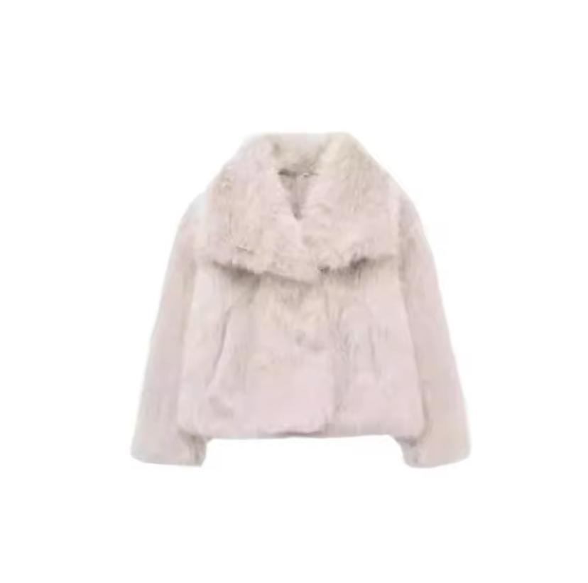 Lamb Wool Black Jacket For Women Autumn Winter 2024 New Style Faux Fur Coat High Quality Real Fur Cross-border Trade