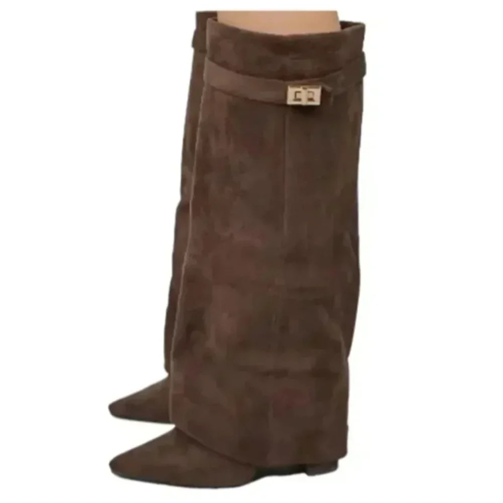 Elegant Metal Buckle Knee-High Boots™