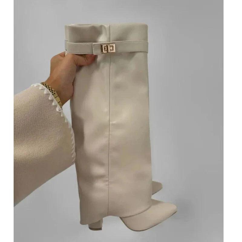 Elegant Metal Buckle Knee-High Boots™